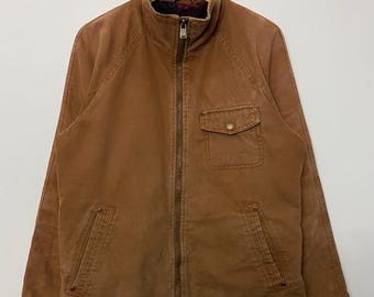 Vintage Pendleton Braune Baumwoll Duck Canvas Jacke mit Fleece-Futter - Plaid Workwear Style M