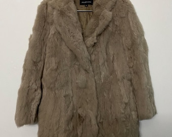 JILL STUART Natürliche Kaninchenpelz Vintage Luxus Designer Winterjacke