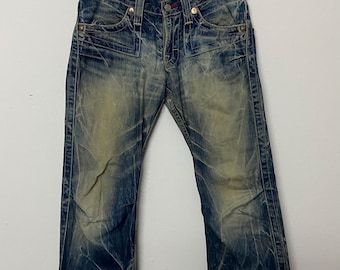 Vintage Distressed Denim Buschhose – Made in Japan, Größe 33