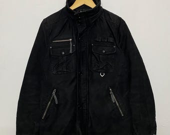 Vintage CABANE De ZUCCA Military Field Jacket Black Multi Pocket