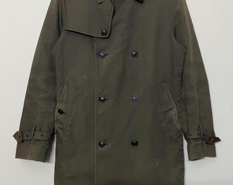 Vintage Tomorrowland Japanische Marke Trenchcoat Armee Grün Herren Größe 46 Luxus Streetwear