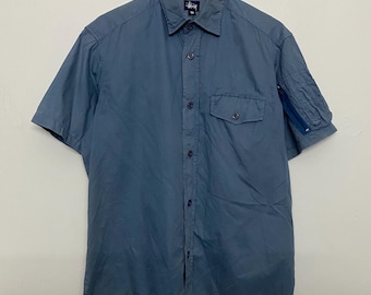 Vintage Stussy Hemd: 90er Jahre Skater Hemd, blau, Button Up