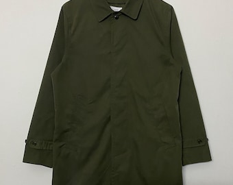 Coen Japan Olivgrüner Trenchcoat - Vintage Lässige Lange Jacke (Größe L)