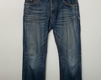 Vintage Burberry Black Label Distressed Denim Jeans – Nova Check Pocket Lining Button Fly