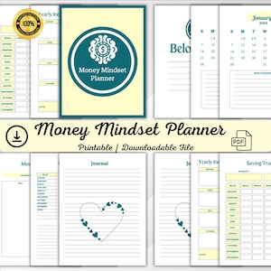 Money Mindset Planner Mindset Journal | Canva Financial Freedom Pages | Self-Development Planner | Finance Planner | Monthly Budget Tracker
