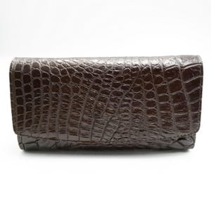 Nouveau porte-monnaie à trois volets pour femme en cuir d'alligator marron véritable.