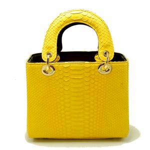 Neue Gelbe Echte Python Schlange Leder Bauch Haut Crossbody Frauen Passen Strap Handtasche.