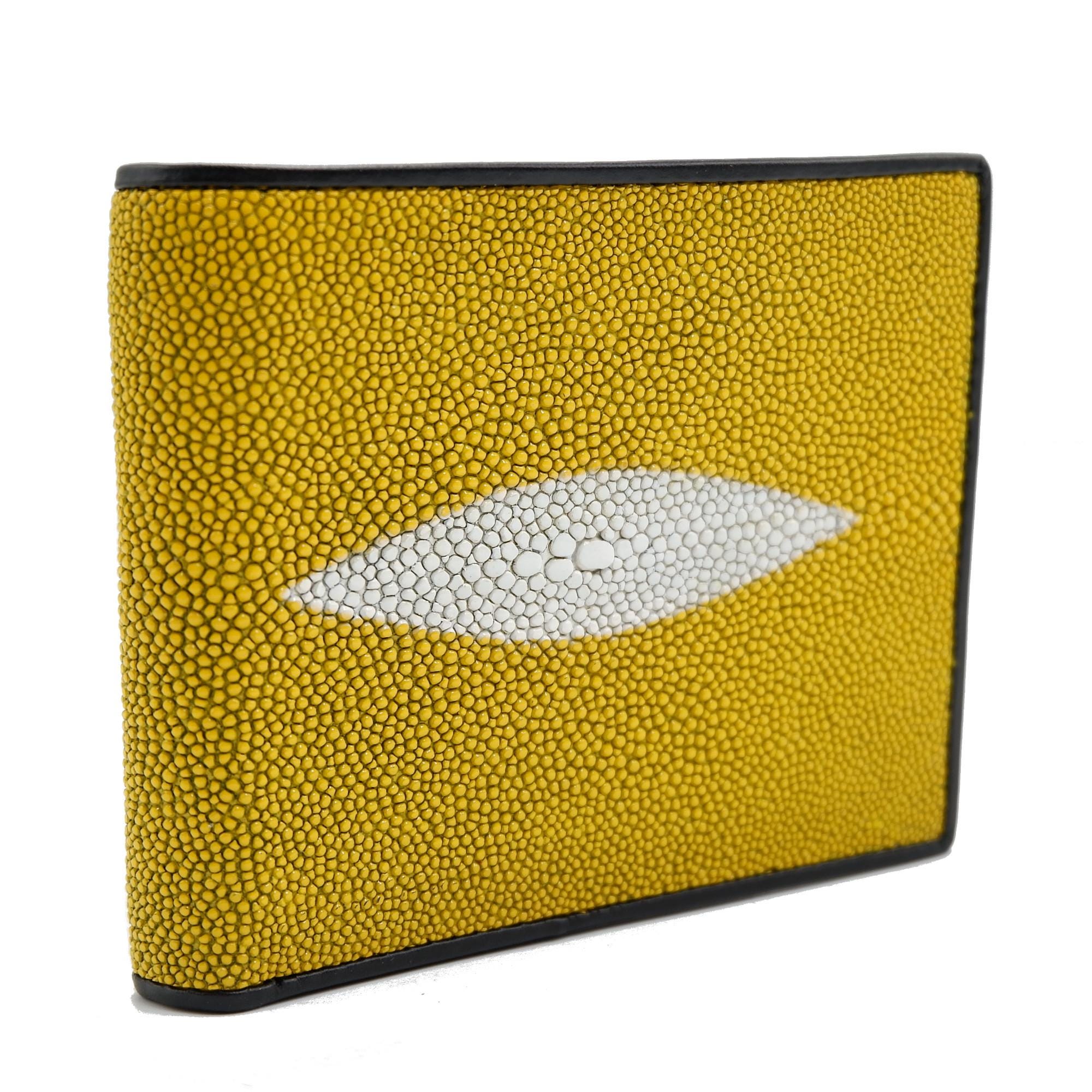 New Yellow Genuine Stingray Leather Men Bi-fold Crafted Zipper Coin Wallet.  - Etsy New Zealand