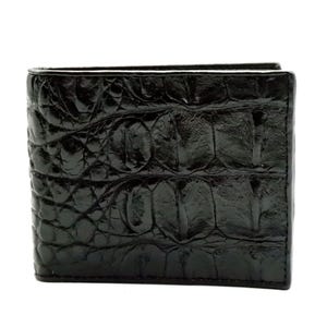 Neue echte schwarze Alligator Leder Backbone Skin Herren Bi-Fold Brieftasche.