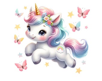 Rainbow baby unicorn nursery wall art