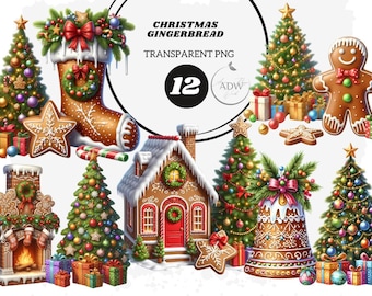 Weihnachten Lebkuchen PNG Clipart: Festliche Keks Illustration (digitaler Download)