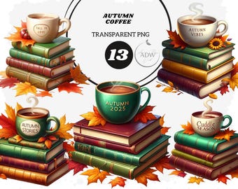 Autumn Coffee Clipart PNG: Cozy Fall Drinks, Pumpkin Spice Latte (Digital Download)