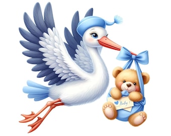 Aquarell Teddy Bär Clipart: Junge Baby Party PNG (kommerzielle Nutzung)