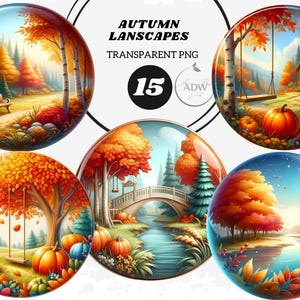 Autumn Landscapes Clipart: Cozy Fall PNG Graphics (Commercial Use)