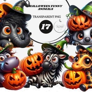 Halloween Funny Animals Clipart | Cute Animal PNG | Kids Halloween Sublimation | Cartoon Animals in Costumes | Halloween Sticker Bundle