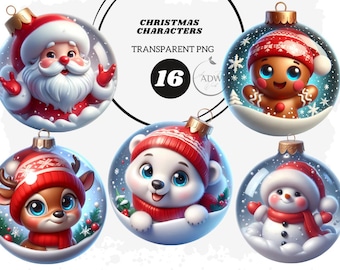 Julfigurer clipart, julgransprydnader, festlig PNG, högtidsdekor