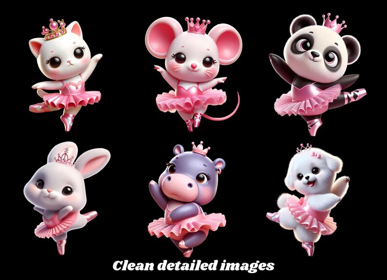 Ballerina Animals Clipart, 15 PNG Cute Dancing Animals Graphics, Ballet ...