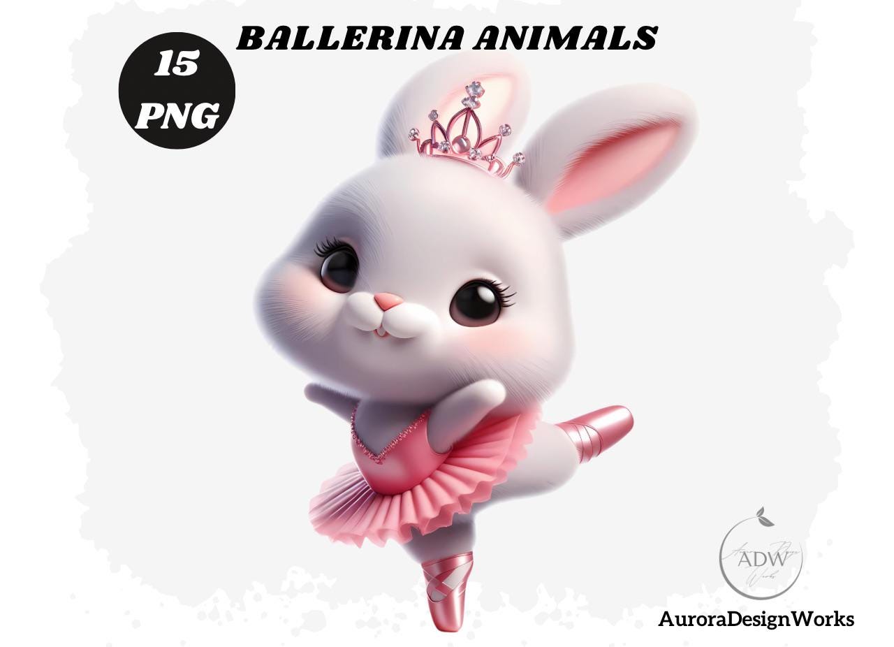 Ballerina Animals Clipart, 15 PNG Cute Dancing Animals Graphics, Ballet ...
