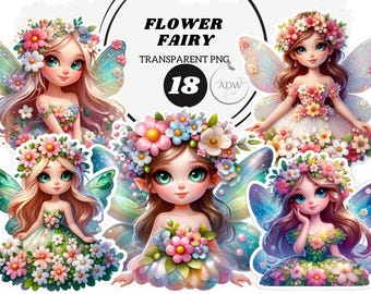 Hada de las Flores (Imágenes prediseñadas, ilustraciones PNG, uso comercial) (Descarga digital)