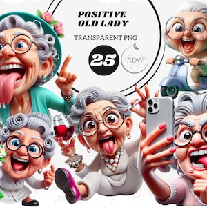 25 positive clipart "Old Lady" Modern Grandmother clipart, grandmother clipart, old ladies, Funny Old Ladies, Crazy Old Lady, Quirky Grandma