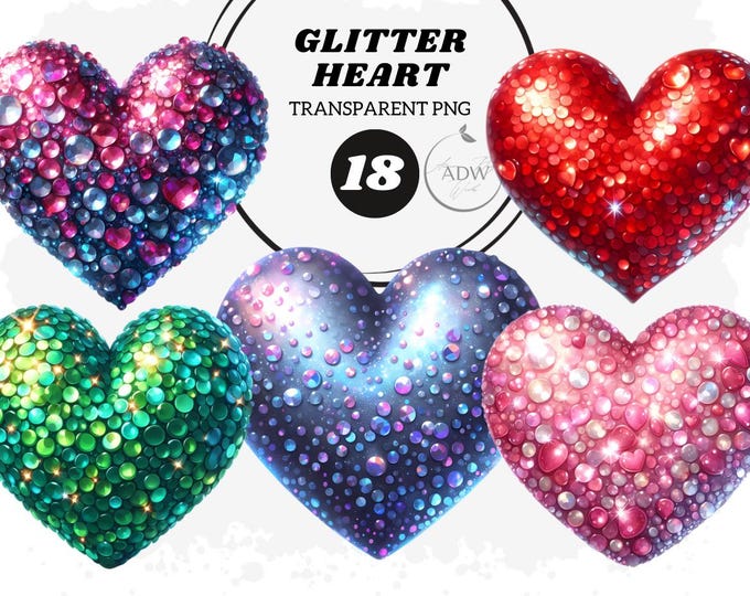 Glitter Hearts Clipart - Rainbow Heart Clip Art, Glittery Graphics, PNG ...