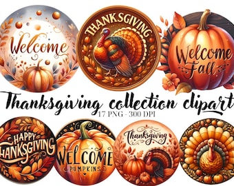 Thanksgiving Clipart Bundle: Fall Ornament PNG Files (Digital Download)