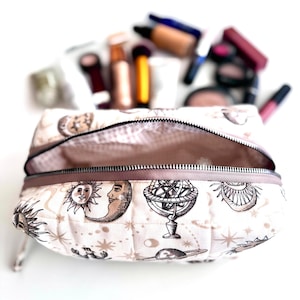 cotton cosmetic bag , makeup bag ,travel makeup bag ,travel bag ,personalized makeup bag ,cosmetic bag , bridesmaid gift ,astrology lover