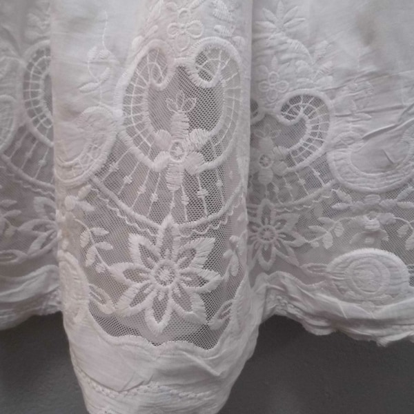 Isla lace baptism gown,embroidered mesh cotton,lace christening, infant blessing gown, handmade heirloom, milk white gown, baby naming dress