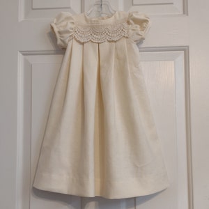 SALE! Julina linen gown, linen christening, lace baptism, LDS blessing dress, cream linen, heirloom handmade, infant linen gown, baby dress