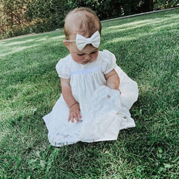 Darby gown,lace christening, lace baptism dress,baby blessing gown,handmade heirloom,baby girl lace dress,embroidered cotton,milk white gown