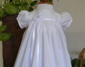 Simple cotton gown, Baptism gown, baby blessing gown, Dedication gown, baby girl dress, infant girl gown, white cotton, satin ribbon  dress
