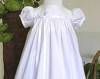 SALE! Infant girl gown,Cotton gown, satin ribbon, cotton Baptism gown, Blessing gown, Dedication gown, baby white dress, infant cotton dress
