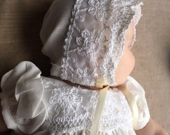 Andrea gown,lace christening,lace baptism dress,baby blessing gown,Infant linen gown, baby girl lace gown,handmade heirloom, linen lace gown