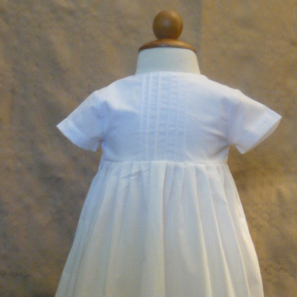 Ethan gown, boy Christening gown, boy Baptism gown, Blessing gown, Dedication gown, baby dress, white cotton poplin, hand pleated gown