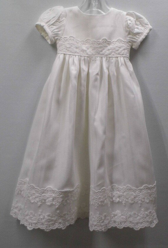 Sierra White Linen and lace Christening gown Christening | Etsy
