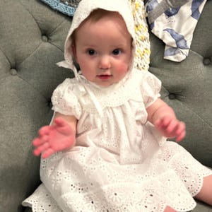 Brea eyelet gown,eyelet christening, eyelet baptism, lace blessing gown,lined baby dress,infant white dress,baby girl gown,dedication gown