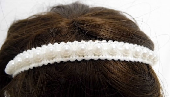 Beaded Headband, Lace and Beads, Zara Bead Headband, Infant  display picture 2