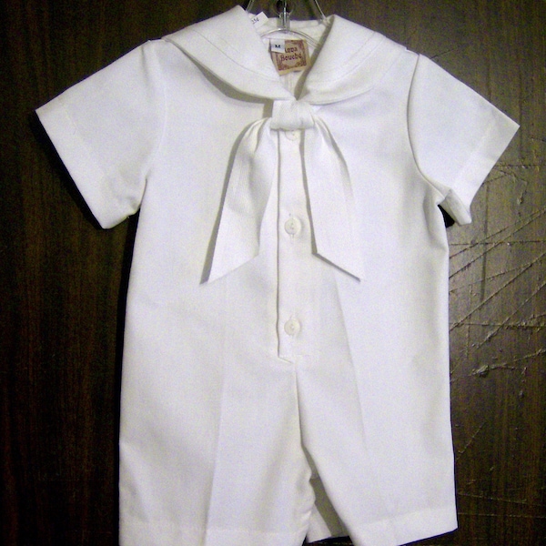 Benjamin Infant boys suit, milk white nautical Christening, Baptism, blessing suit, dedication suit, baby boys nautical suit