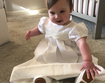 Vestido de Zara bautizo de encaje vestido de bautismo de encaje vestido de bendicion de bebe reliquia hecha a mano vestido de encaje de nina vestido de pique de algodon vestido blanco