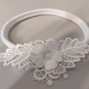 Infant girl Christening headband, Baptism headband, Blessing headband, lace headband, matching headband, baby girl headband