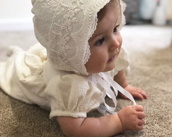 Kate gown,lace christening, lace baptism dress,baby blessing gown,milk white gown,jacquard gown,handmade heirloom,embossed jacquard gown