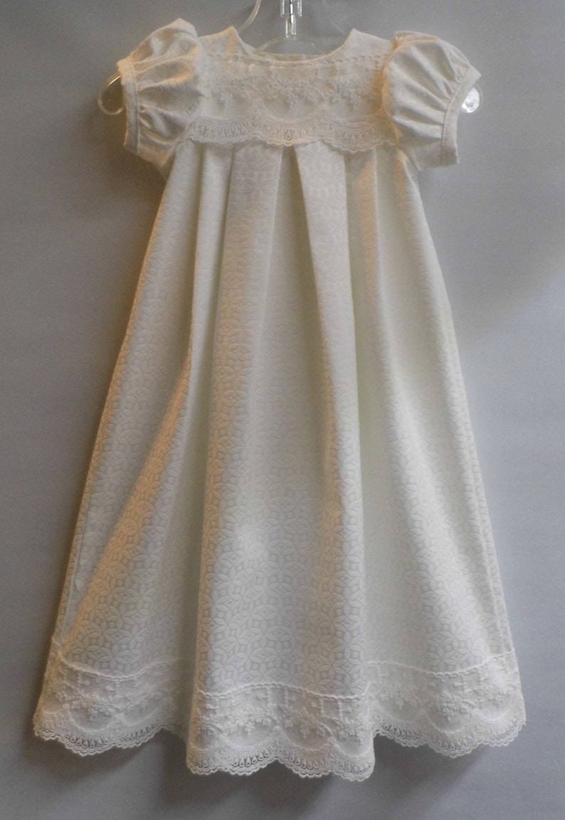 white baby gown dedication gown christening gown Darcey Kate infant embroidered cotton gown blessing gown infant dress baptism gown
