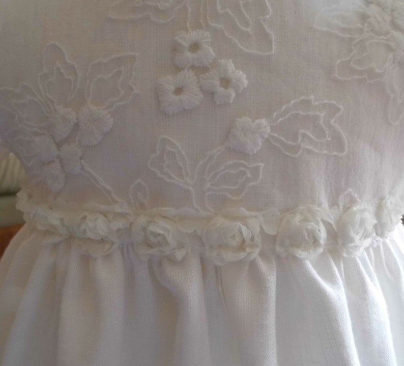 Dedication gown white lace and linen baby dress Emily white Infant Linen Lace and Pleats Christening gown Blessing gown Baptism gown