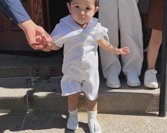 Benjamin Infant boys suit, milk white nautical Christening, Baptism, blessing suit, dedication suit, baby boys nautical suit