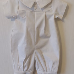 Julian, christening romper, baptism romper, blessing romper, infant boys romper, one piece romper, twill knicker romper, Boys romper