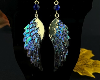 Natürliche Abalone Flügel Ohrringe: Messing Haken Ohrringe, Einzigartiger Ozean Inspirierter Muschel Schmuck