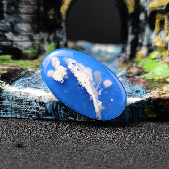 スカイブループルームアゲートダブレットカボション | 曇り空風