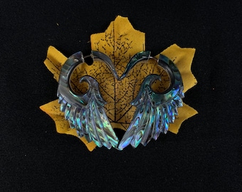 Natürliche Abalone Ohrringe - Flügelform Spiral Design, Boho Muschel Schmuck für Frauen