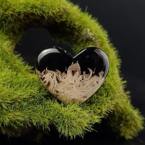Mini Fossil Palm Root Love Heart | Unique Stone Cabochon for Pendant, Charm, or Artisan Collection