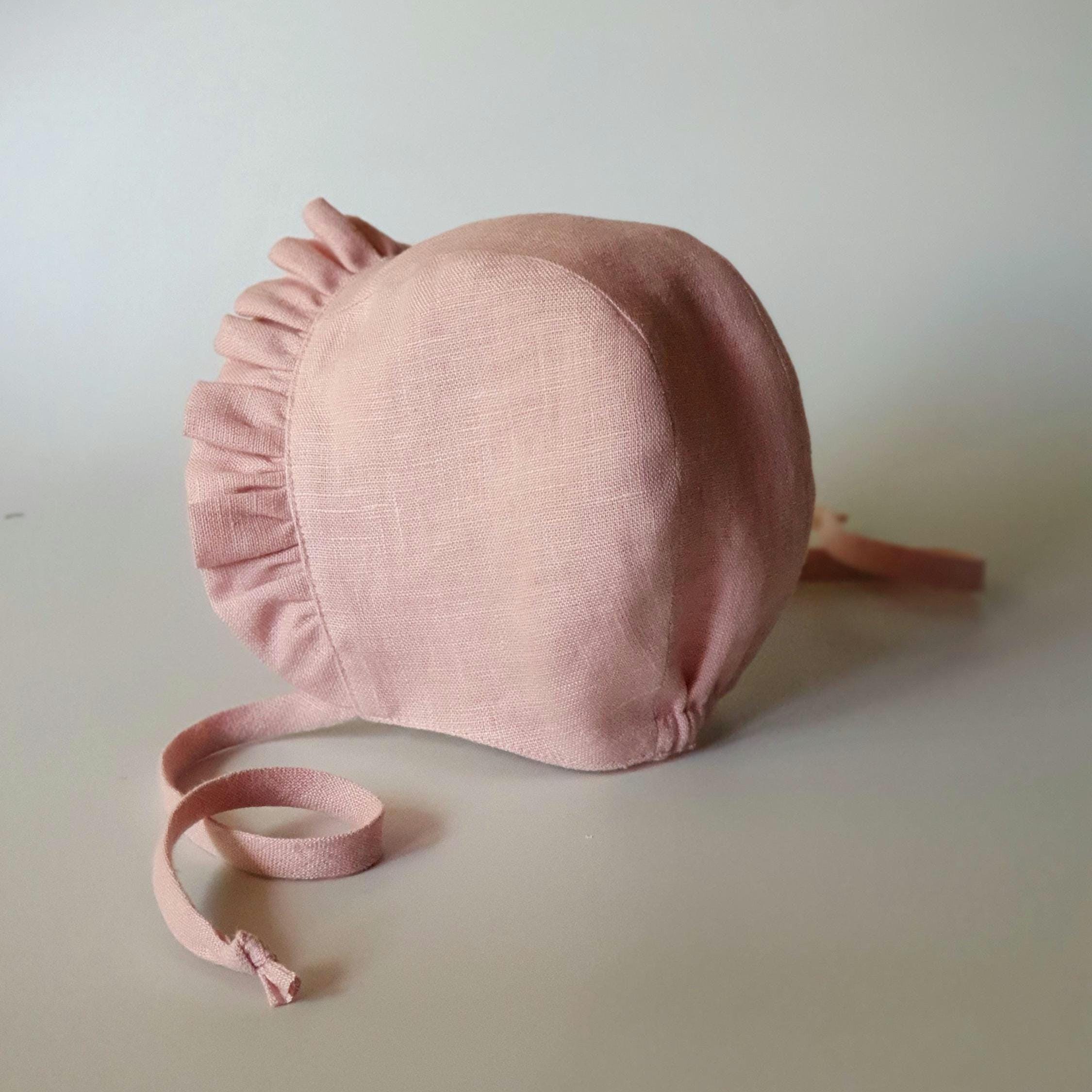 【ハンドメイド】ベビーボンネット☀︎ ハンドメイドベビーガールズサンボンネット：ダスティローズリネン